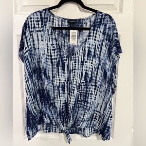 Torrid Navy and White Patterned Blouse